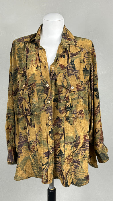 Soepele blouse met oker bruine print