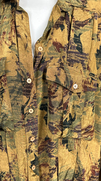 Soepele blouse met oker bruine print