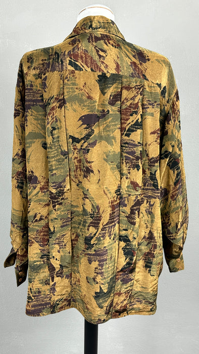 Soepele blouse met oker bruine print