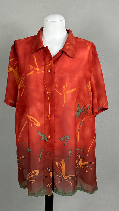 Tomaatrode doorschijnende blouse