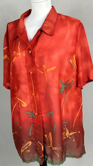 Tomaatrode doorschijnende blouse