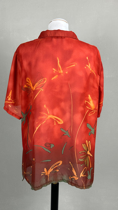 Tomaatrode doorschijnende blouse