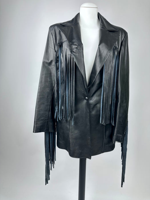 Zwart franje cowboyjas in lederlook