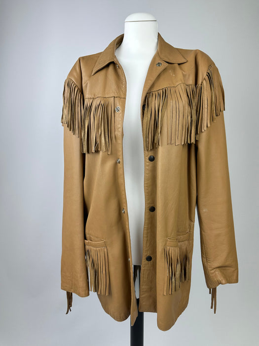 Fiorucci camelbruin lederen franje jas