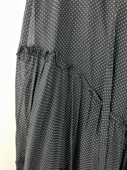 Zwarte met wit gestippelde maxi rok
