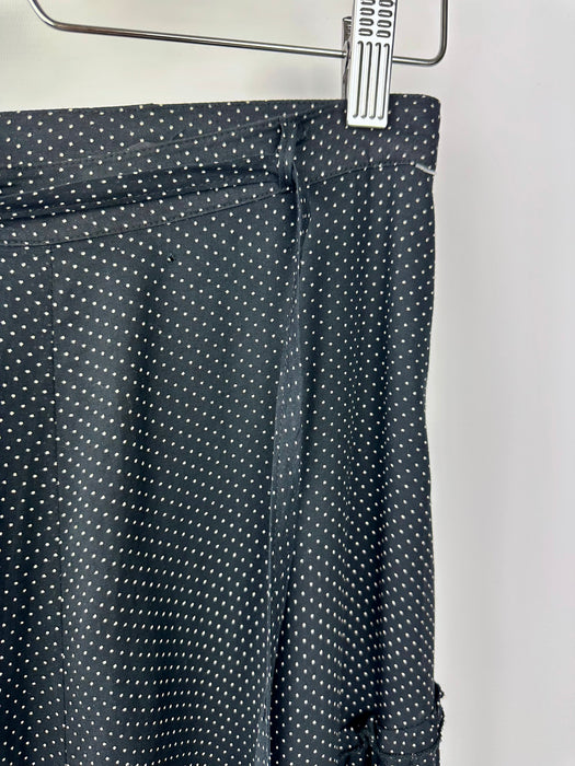 Zwarte met wit gestippelde maxi rok
