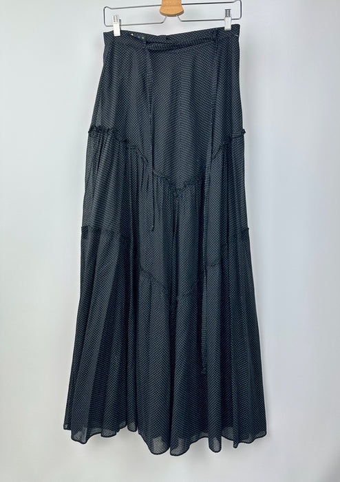 Zwarte met wit gestippelde maxi rok