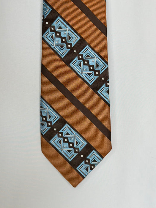 Oranje blauwe stropdas met patroon