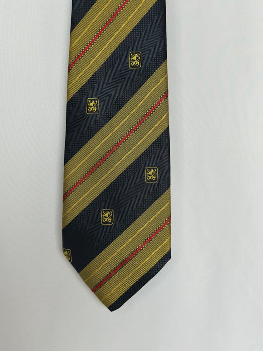 Stropdas donkerblauw met goud-rode strepen