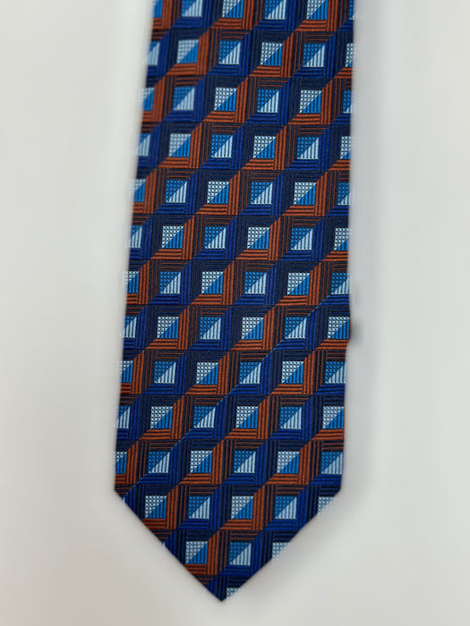 Stropdas blauw-rood grafisch motief