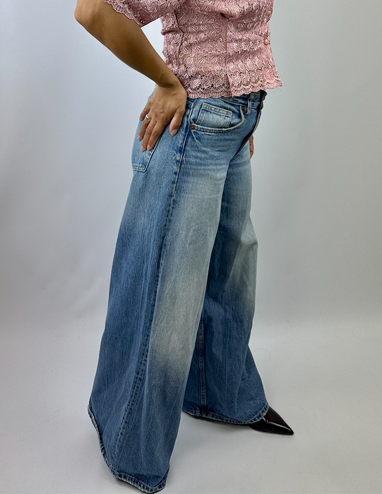 Denim flaired broek