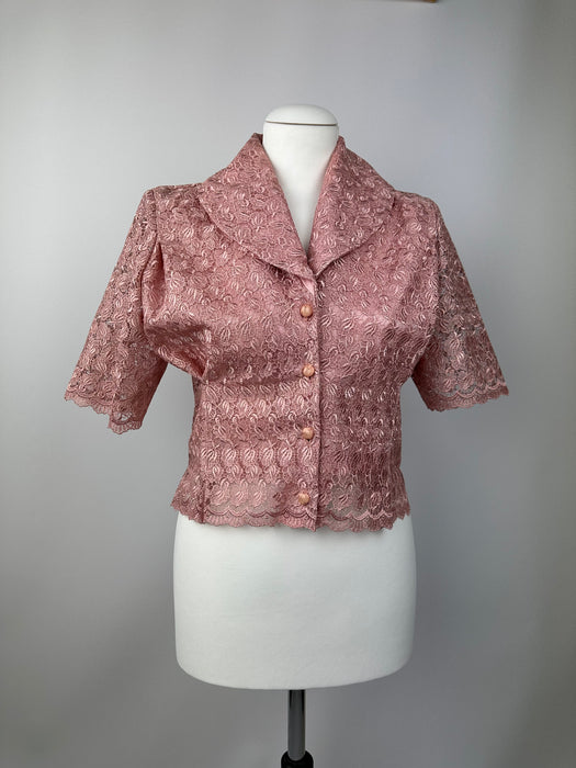 Roze kanten blouse-jasje